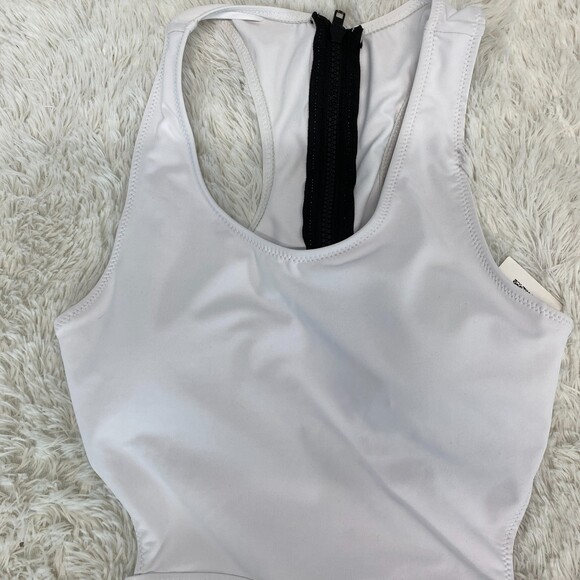 Brand New Cupshe NWT White Orange Floral Back Zip One Piece Swimsuit Small - Picture 3 of 11